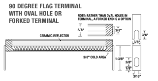 90 Degree Flag Terminal with Oval Hole or Forked Terminal